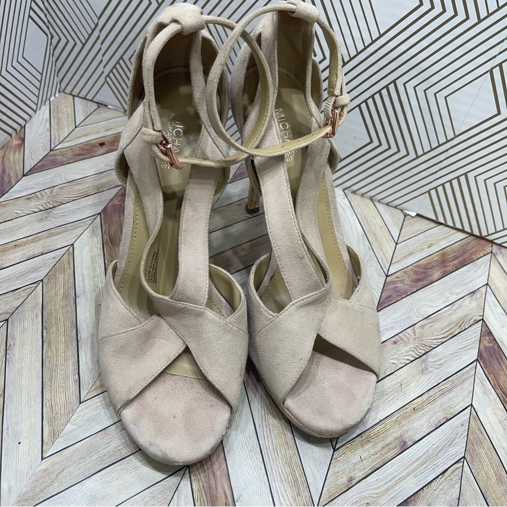 Michael Michael Kors Ankle Strap Blush Suede Leather Heels Sz‎ 6 sb